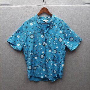 Dressbarn Woman Blue Floral Print Short Sleeve Blouse 18/20 Lightweight Comforta